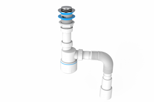 Сифон для умывальника с мех click-cluck