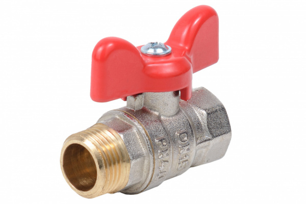 Кран шаровый  3/4" В-Н (Н322Б) бабочка гайка-штуцер латунь// DIST