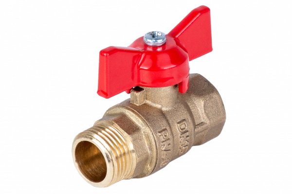 Кран шаровый  3/4" В-Н (322Б) бабочка гайка-штуцер латунь// DIST