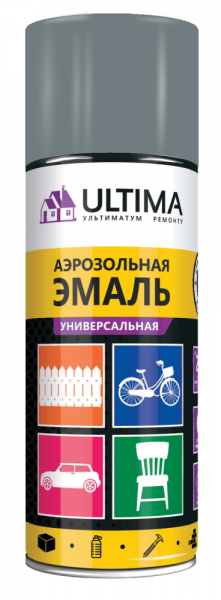 Эмаль аэрозольная акриловая ULTIMA, серый, RAL 7040, 520 мл