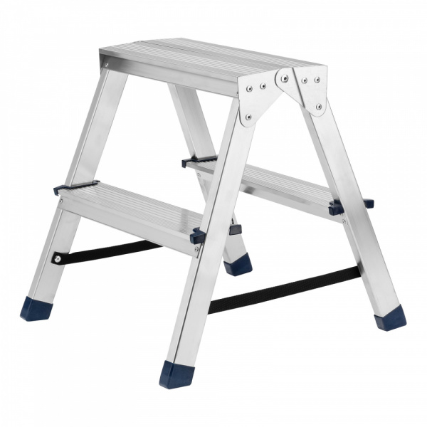Стремянка двусторонняя, 2 ступени, алюминиевая, Россия// Сибртех