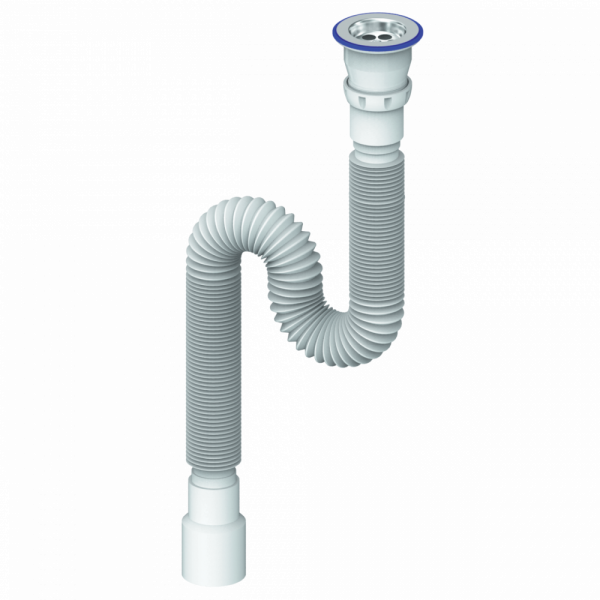 Сифон для мойки гофрированный 1 1/2" чашка Ø 70мм, выпуск Ø40/50мм, D240, 1500мм // Unicorn