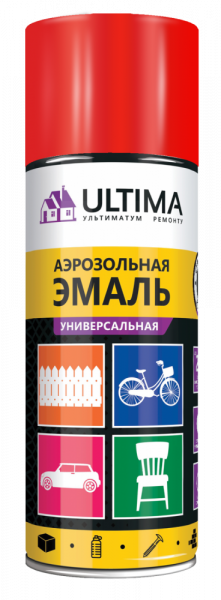 Эмаль аэрозольная акриловая ULTIMA, красный, RAL 3020, 520 мл