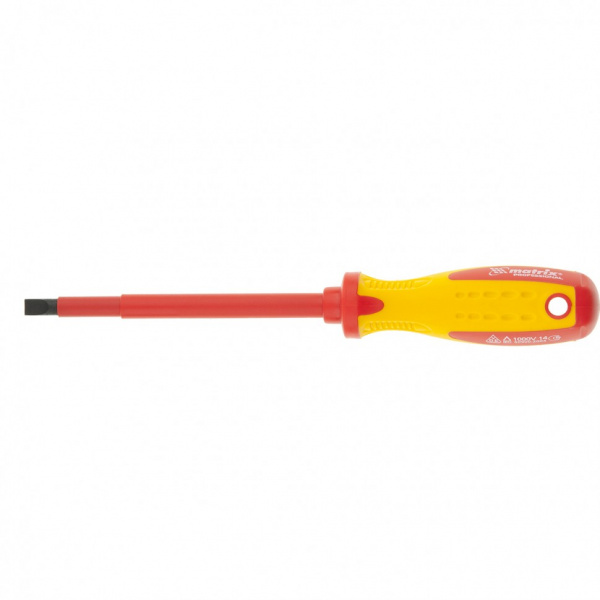 Отвертка Insulated, SL6,5 x 150 мм, CrMo, до 1000 В, двухкомп. рукоятка// Matrix Professional